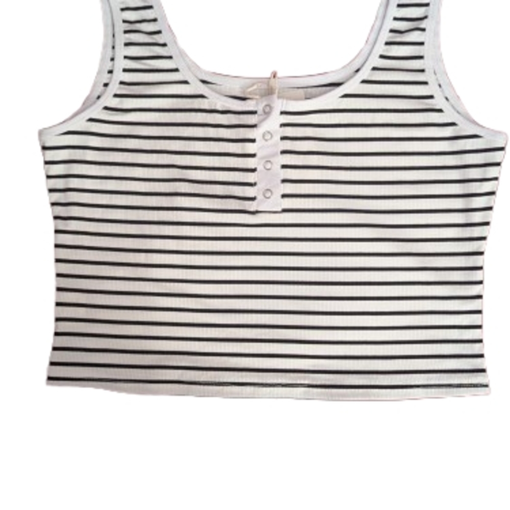 Striped Black and White Women's Tank Top